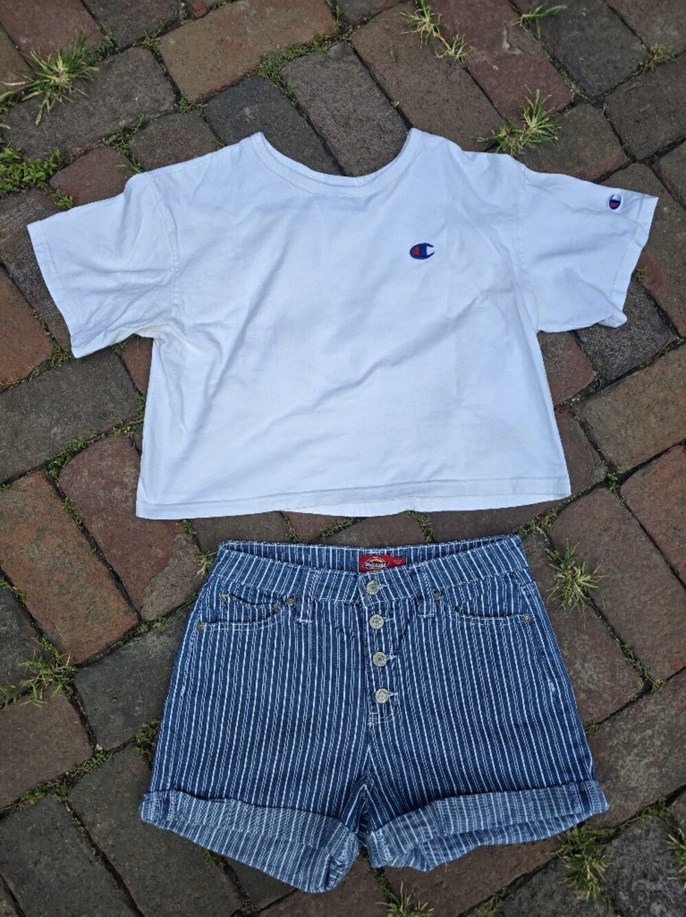 Full Outfit. Jean Shorts And White Tee Dickies Champion BTC BTS Americana